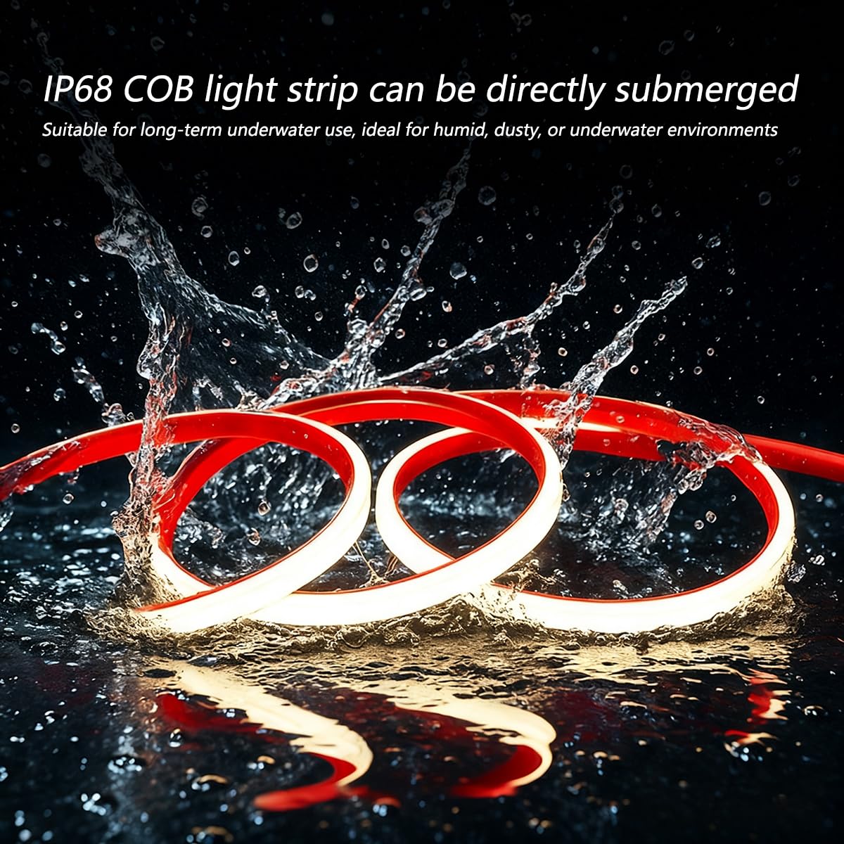 BININBOX Bandeau LED Lumineuse COB IP68 Étanche Néon 320LED/M Découpable 24V Ruban LED Light Strip Décoration pour Escalier, Aquarium, Piscine, Chambre, Noël, Fête (Lumière Bleu, 50 Mètres)