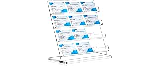 Dunzoom Business Card Holder for Desk 12 Slots Clear Gift Card Display Acrylic Business Holder Display Stand Multiple Organizer for Office Meeting Exhibition Home