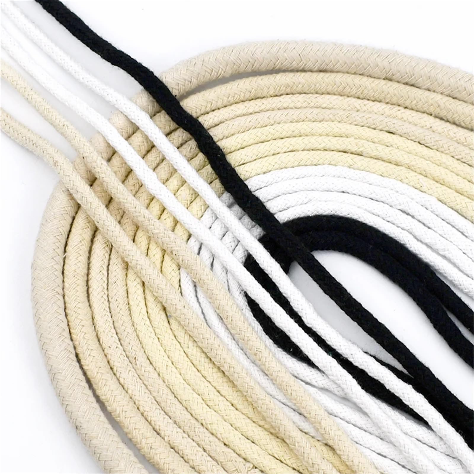 Bawełniany sznurek do makramy, Skręcony sznurek bawełniany Multicolor 4-10mm 10/20M do sznurka torby szycia makramy Tekstylia domowe | Beige-10mm,10Meters