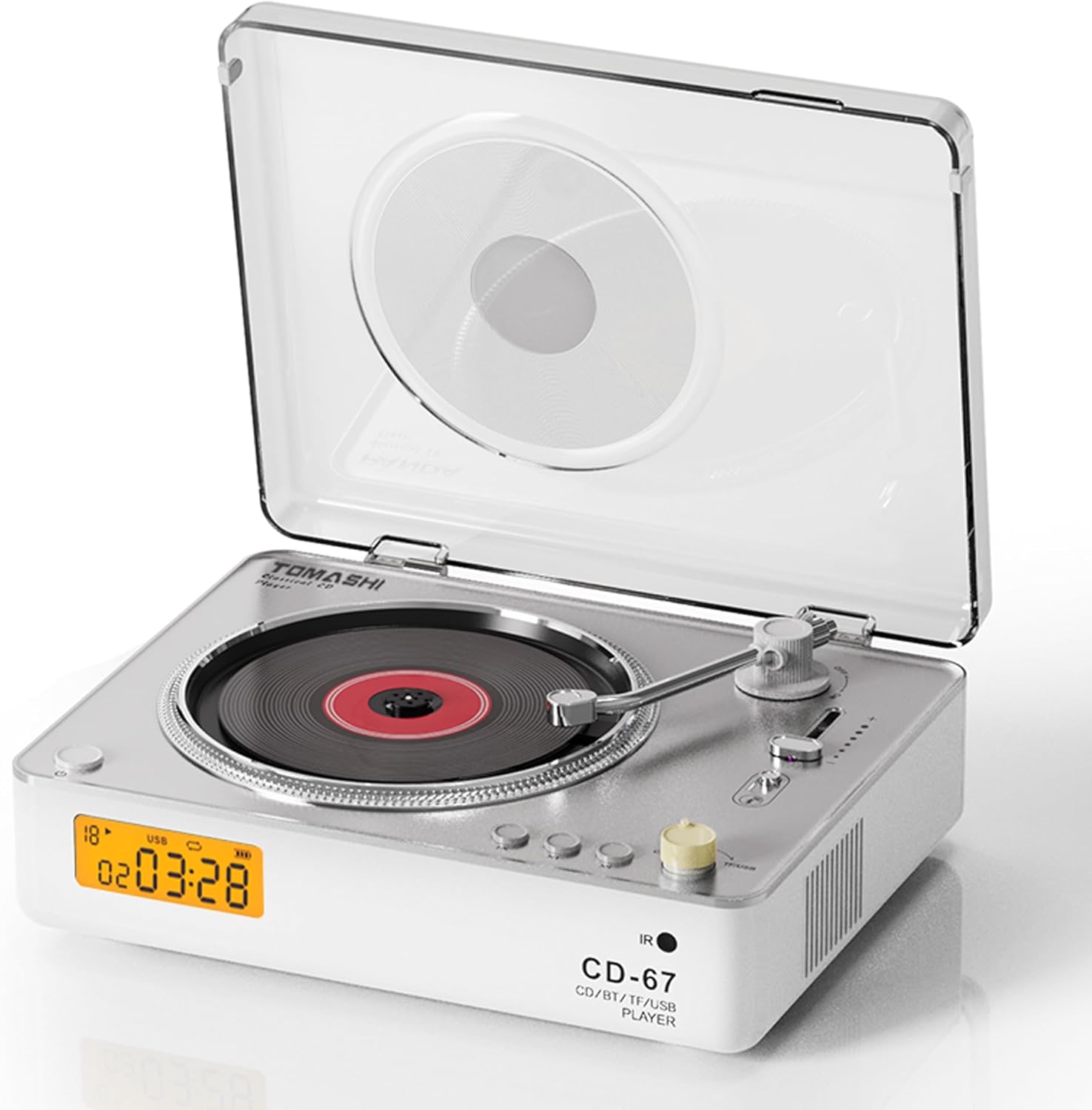 CD Player Portable with Speakers Blutooth Retro CD Player for Home Desktop Personal USB Music Stereo Rechargeable Player with LCD Display for Festival Gift CD-67(White)