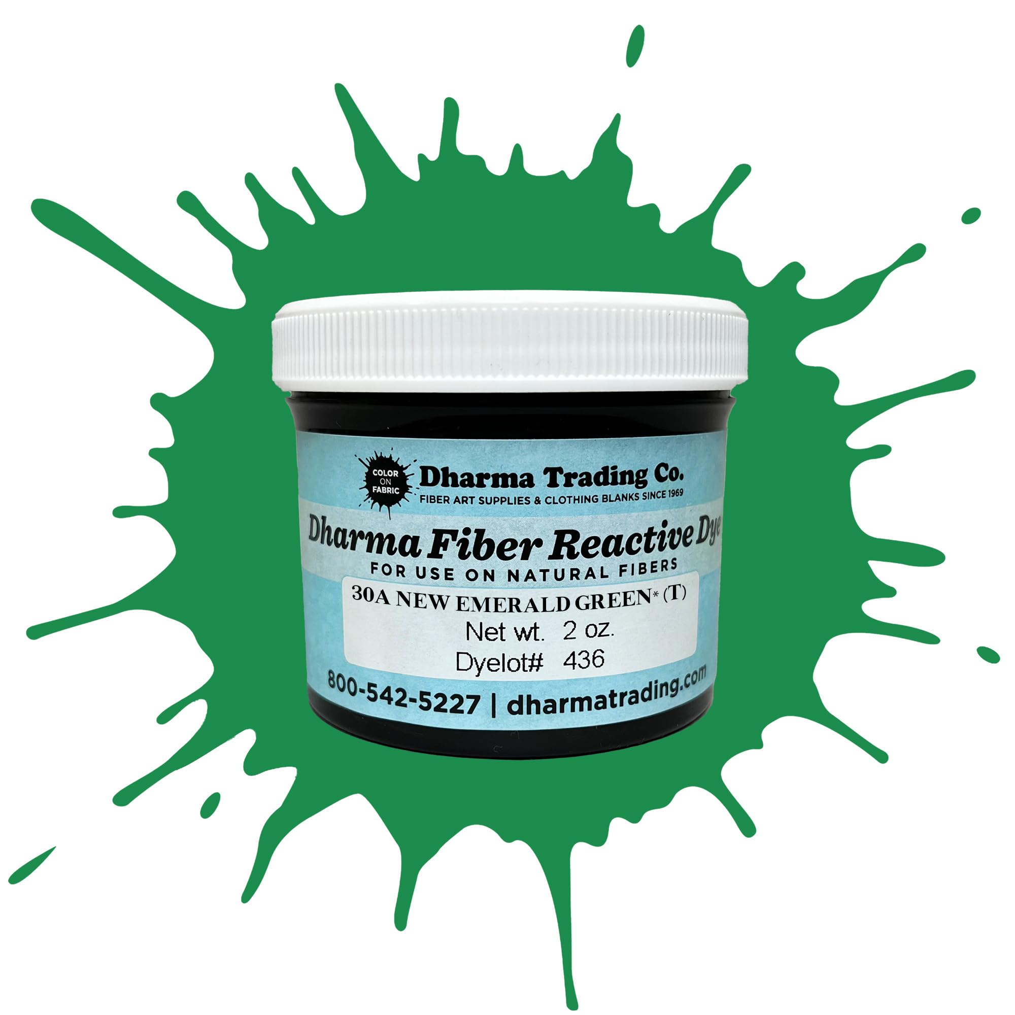 Dharma Fiber Reactive Procion Dye - #1 for Tie-Dye & Ice Dye. Vibrant, Permanent Colors. Trusted Since 1969 (Emerald Green PR30A, 2 oz.)