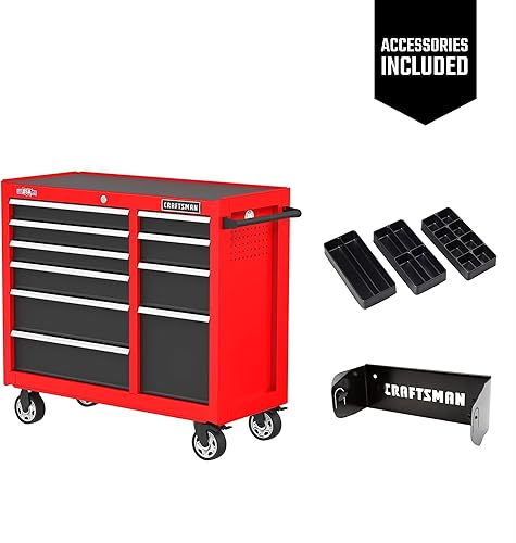 Miniatura 10 de CRAFTSMAN Armario de herramientas con rollo de forro de cajón y soporte magnético para toallas 41 pulgadas enrollable 10 cajones rojo CMST82772RB