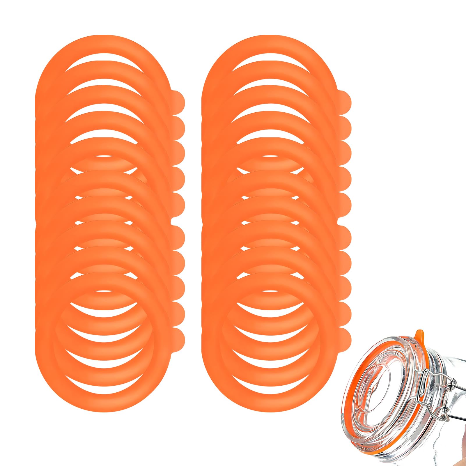 20Pcs Silicone Jar Seals Gaskets Replacement,Soft and Elastic Jar Seal Replacements for Mason Jar,97x70mm,Jar Sealing Replacement for Kilner Jar,Airtight Storage for Kitchen,Keep Food Fresh