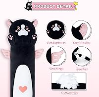 Vista 41 de Cat Soft Plush Pillow Cute Cat Body Pillow, Long Stuffed Cat Plush Cat Stuffed Animal Toy Kitten Long Throw Pillow Gift for Kids White