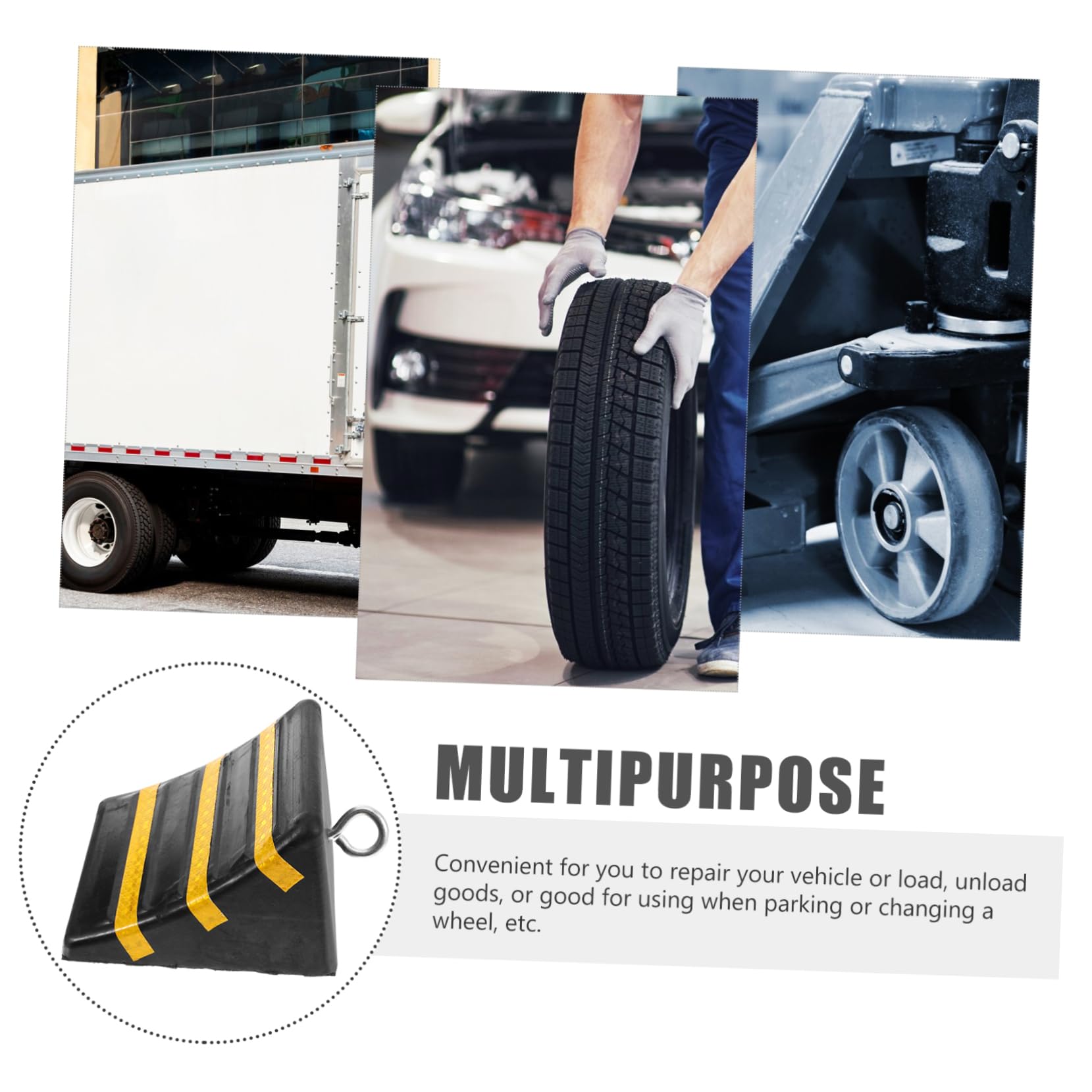 ABOOFAN Tragbarer Gummi Radkeil 170x150x110mm mit Eisenring Fahrzeugunterlegkeil für Auto Motorrad LKW Rutschfester Reifenstopper Sicherheitskeil