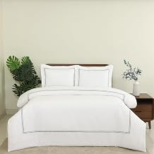 Dreamology White Duvet Cover King 100% Cotton Embroidered 3 Pieces