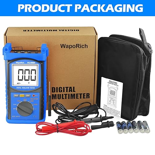 Miniatura 27 de Megohmmeter 200 Gig Ohm - Probador de resistencia de aislamiento digital de 500 V/1 kV/2.5 kV/5 kV, voltaje de rango automático, probador