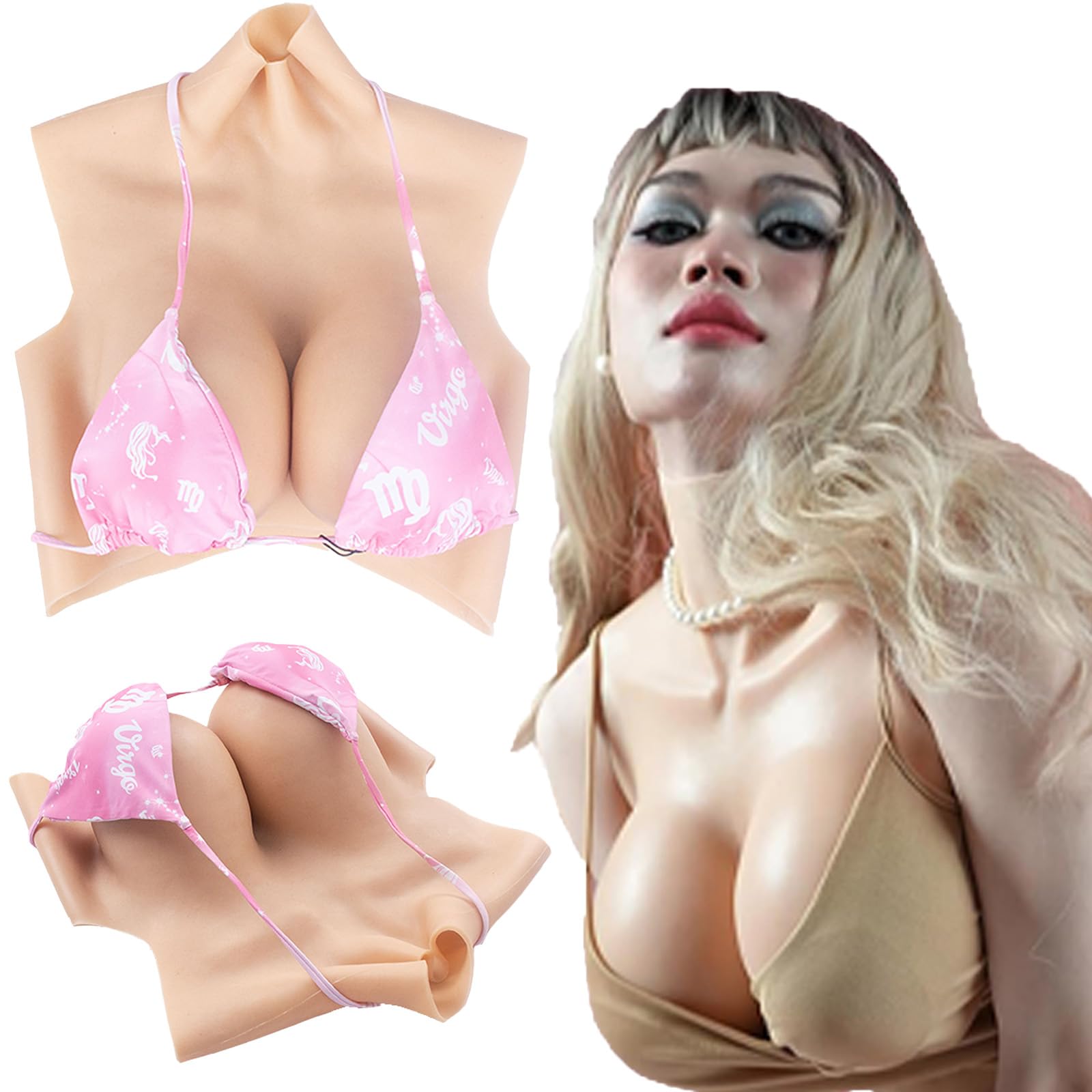 Realistic Silicone Breast Fake Breasts Silicone Breastplate C-G Cup Breast Forms for Crossdresser Drag Queen Men