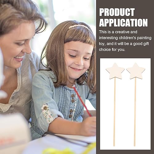 Miniatura 7 de STOBOK Palo de varita de hadas de princesa 8 piezas de madera sin terminar manualidades varita mágica estrella para niñas demostración de arte
