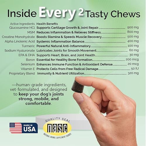 Miniatura 6 de Pet Health Solutions Hylox - Masticables suaves para perros, soporta articulaciones y cojines tejidos conectivos, glucosamina, ácido alfa