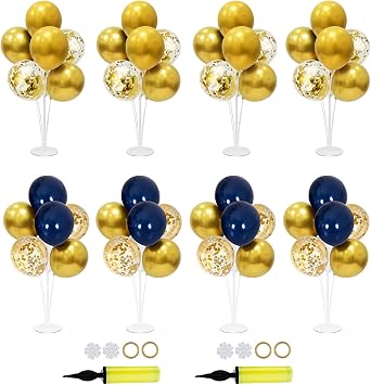ZJDHPTY 8Set Navy Blue and Gold Balloon Stand Centerpiece Table Decorations for Parties