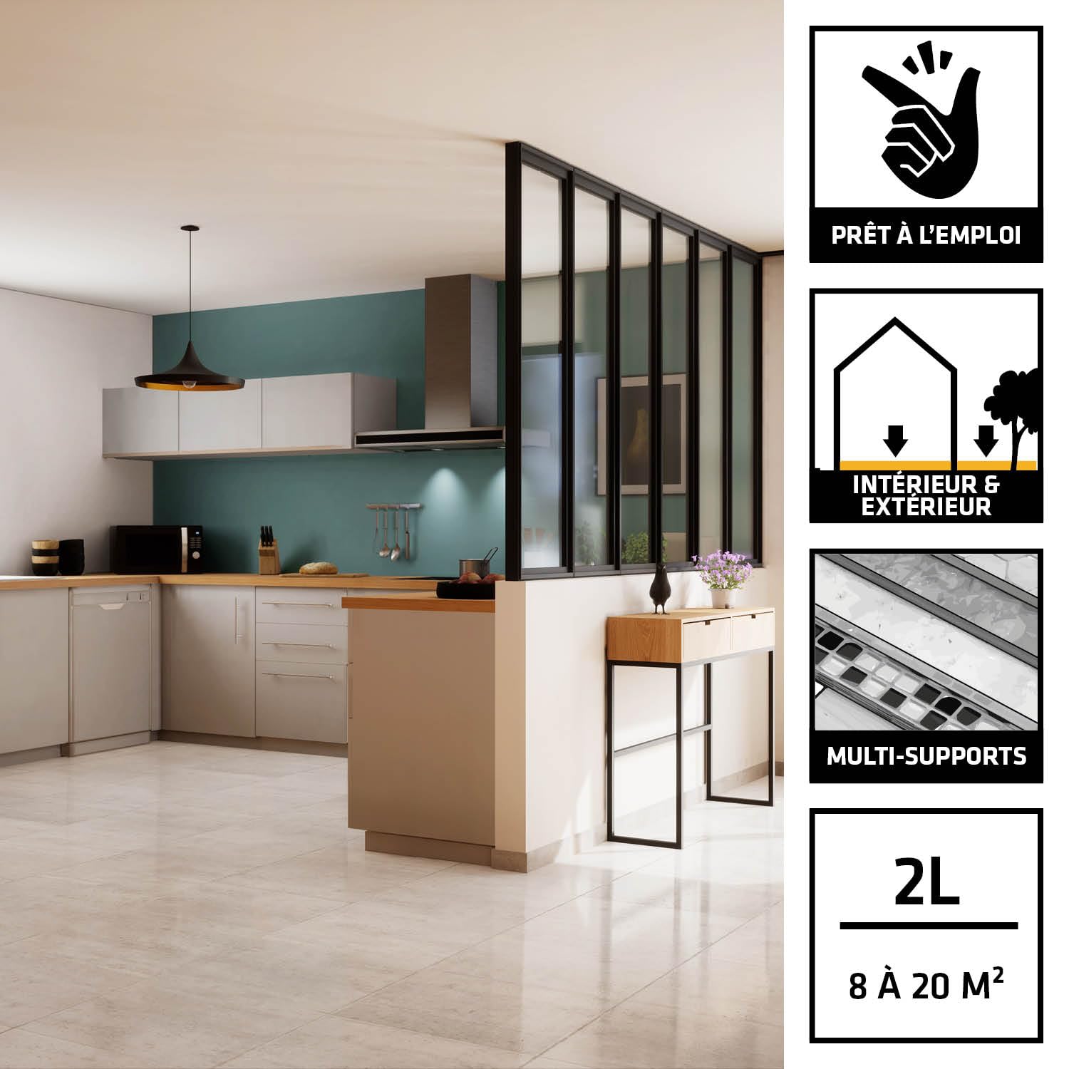 SIKA - Traitement Antidérapant prêt à l'emploi - Sikagard-199-2L | Pour carrelage lisses en terrasses, piscine, marches d'escalier, rampes d'accès - Intérieur & Extérieur - 8 à 20m²