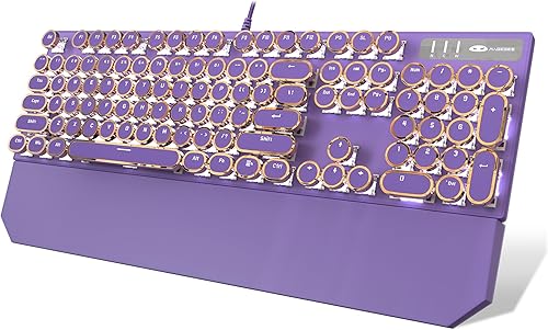 Miniatura 14 de Combo de teclado y mouse retro de máquina de escribir, bonito teclado blanco con interruptores lineales rojos, teclado mecánico con cable