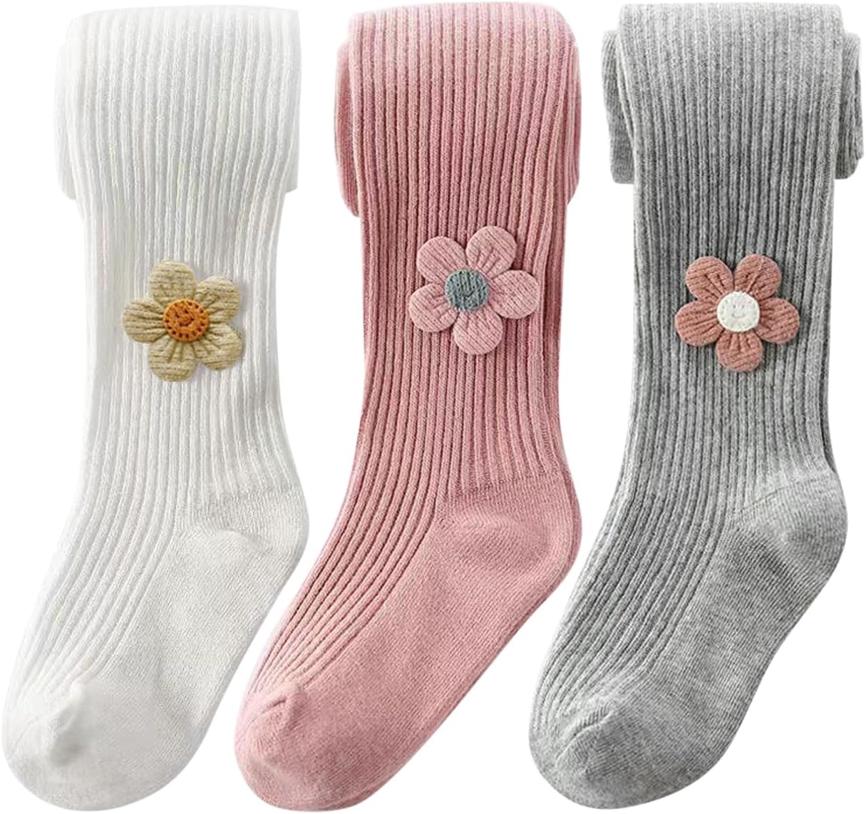3pack Flower Cotton little Girls Tights Toddler Girls Stocking 1-8 Years