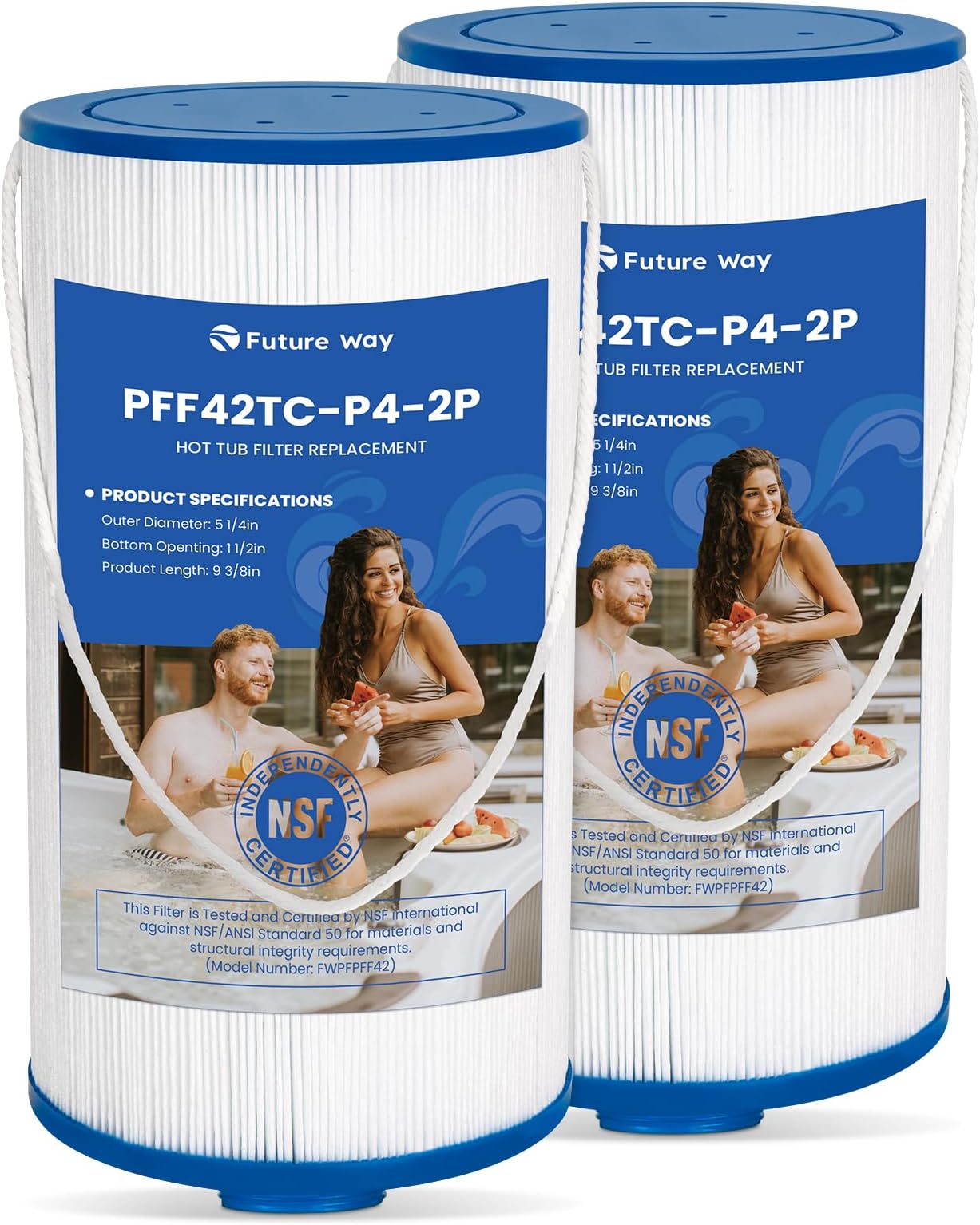 303279 Spa Filter Replacement for Watkins, Replace PFF42TC-P4, Filbur FC-2402, Lifesmart, Freeflow Hot Tub Filters, 42 Sq.ft, 2 Pack