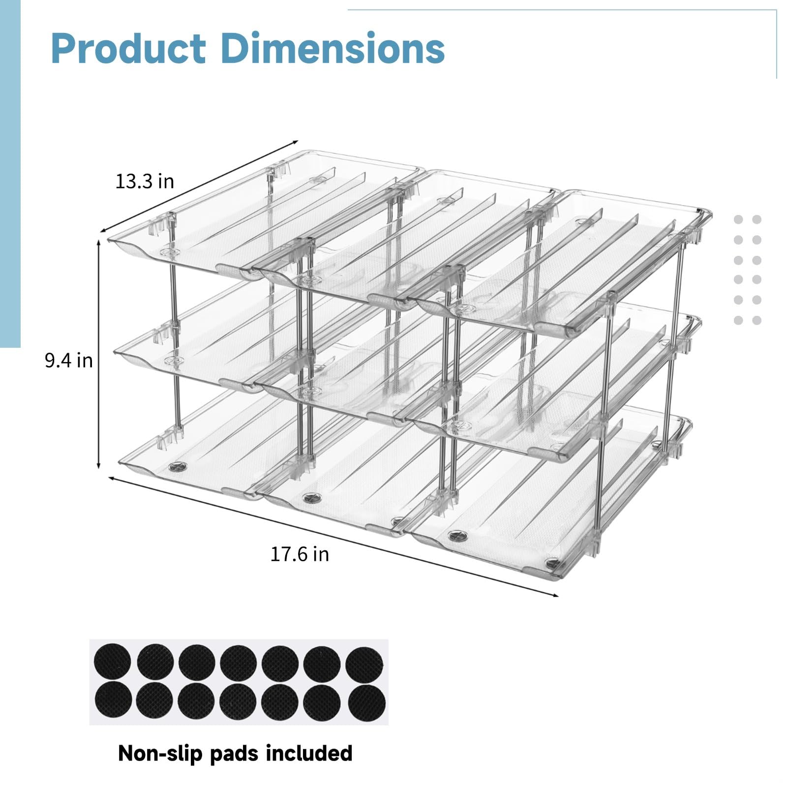 Organizador de latas transparente de 3 niveles, estante modular apilable de almacenamiento de bebidas, dispensador de latas transparente para despensa