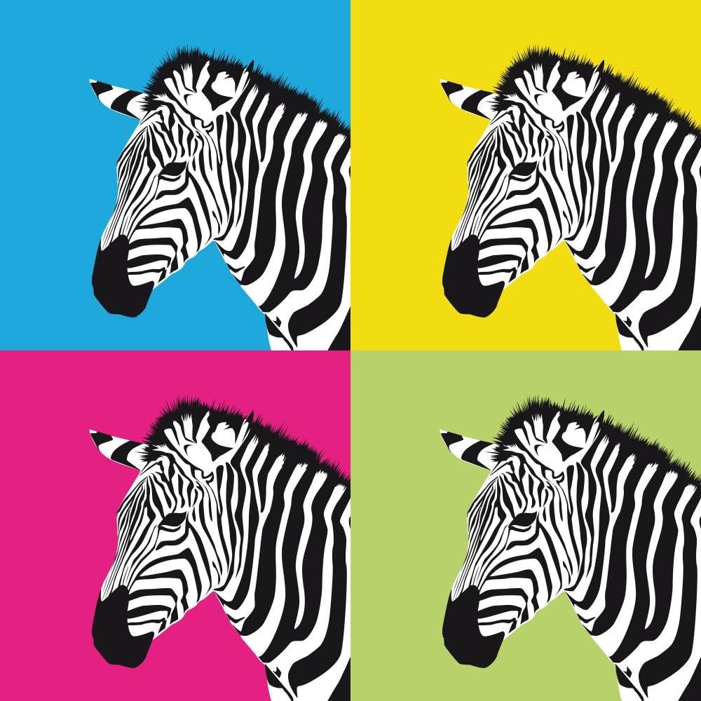 Wallmonkeys Pop Art Zebra Wall Decal Peel and Stick Graphic WM31744 (18 in H x 18 in W)