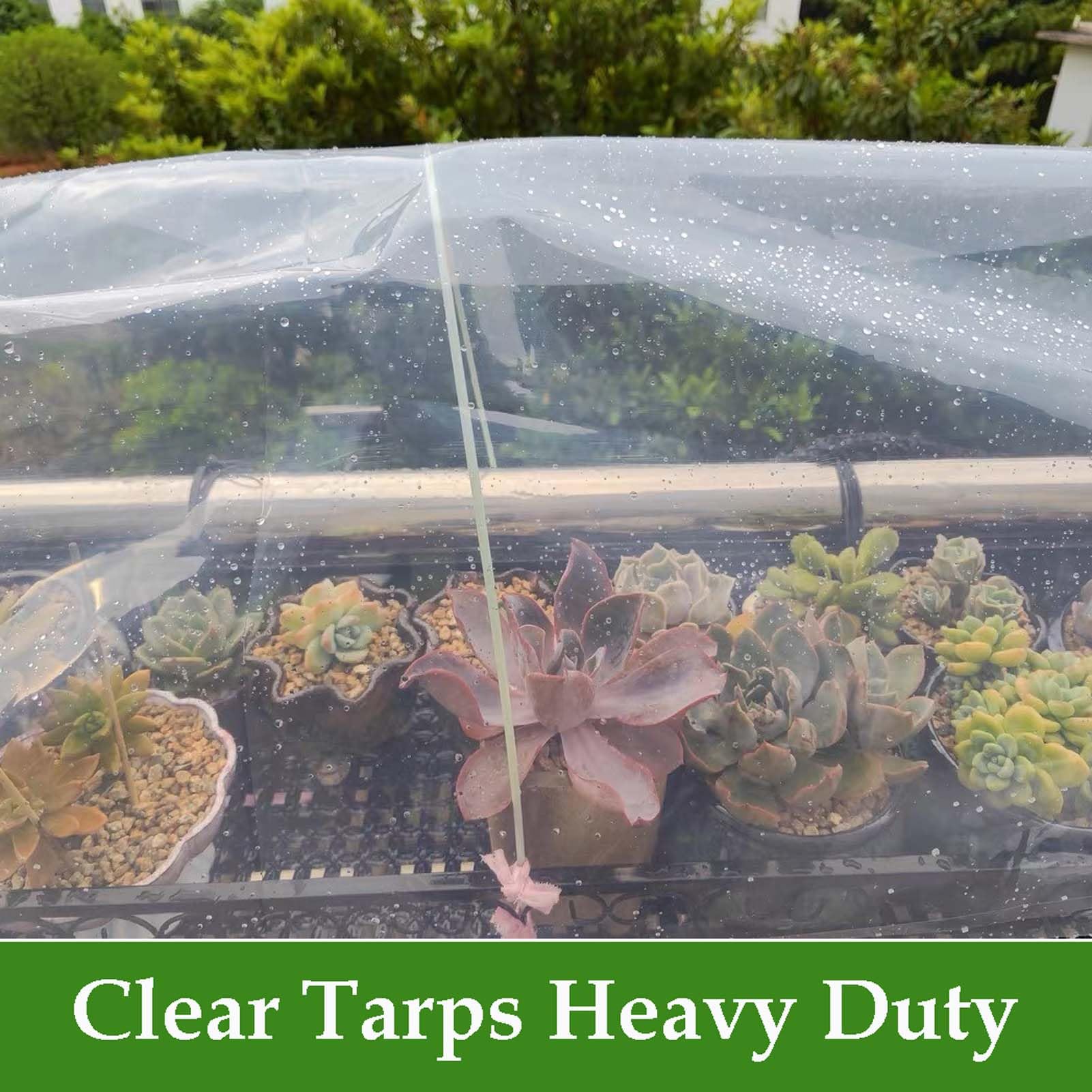 Bâche en PVC transparent robuste, imperméable, résistante aux déchirures et au vent, avec œillets, pour auvent extérieur, terrasse, jardin et camping - 4 x 4 m