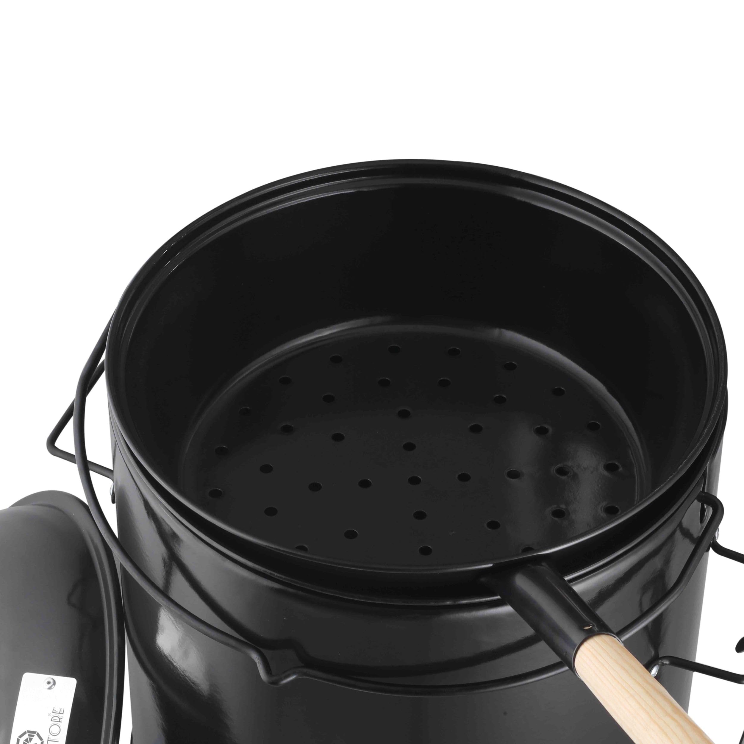 Gulaschkanone Gulaschkessel 19 Liter Eintopfofen mit Grillfunktion Ofen Grill Kugelgrill - Hähnchenbräter 10L Pfanne Kesselgulasch Topf emailliert mit Deckel für die Outdoor Küche Feldküche