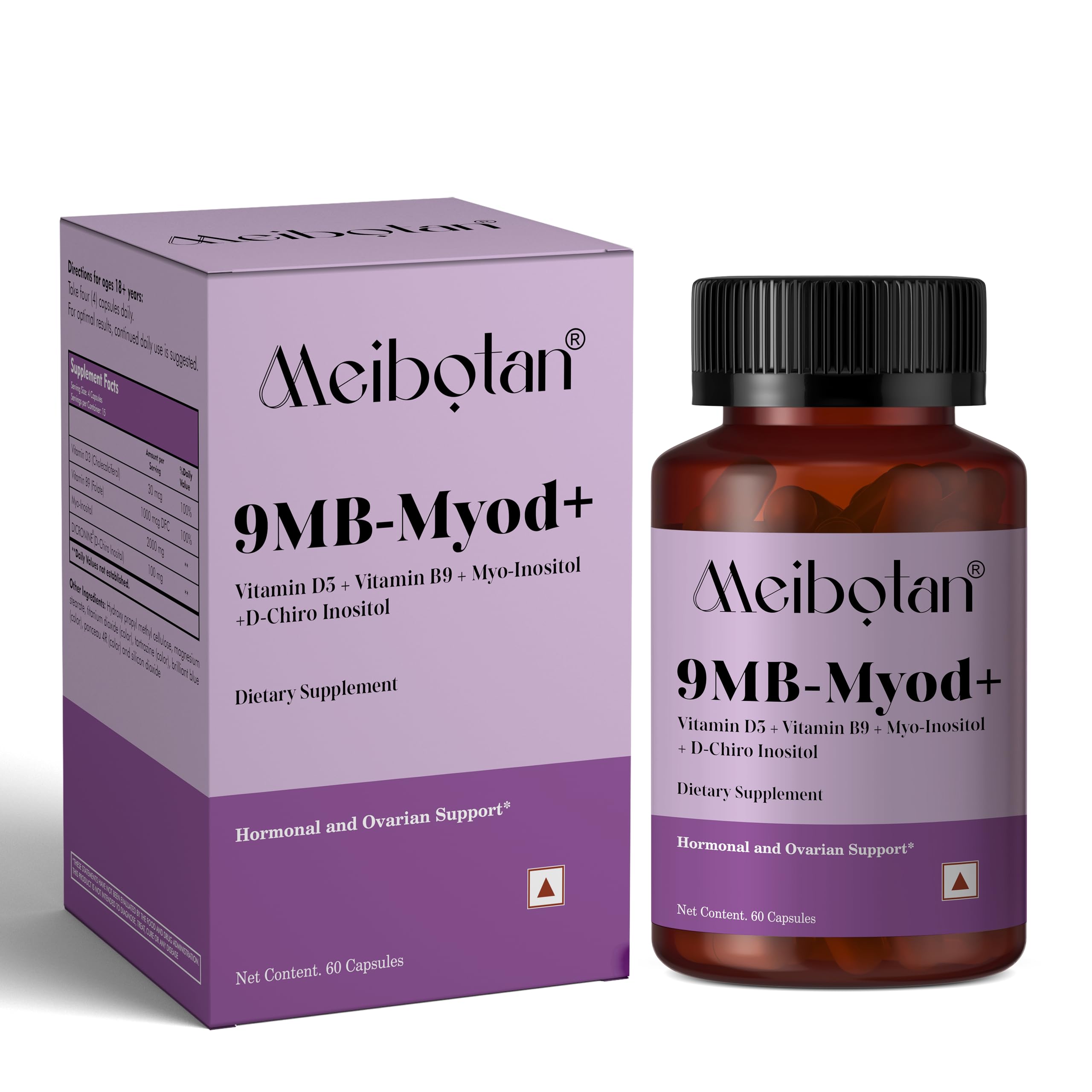 PCOS PCOD Supplement Myo-Inositol & D-Chiro Inositol with Vitamins | Hormonal Balance & Healthy Ovarian Function Support for Women | 60 Capsule