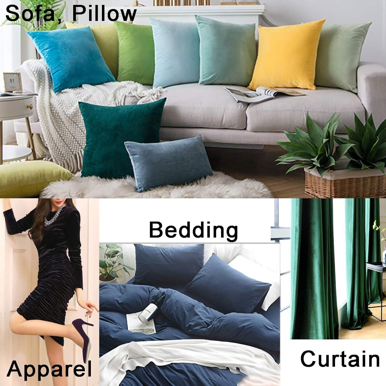 LNNW Tessuto in velluto largo 146 cm, materiale morbido, rivestimento in da 2 m, for tende, cuscini for sedie per abbigliamento, arte e artigianato, cucitura