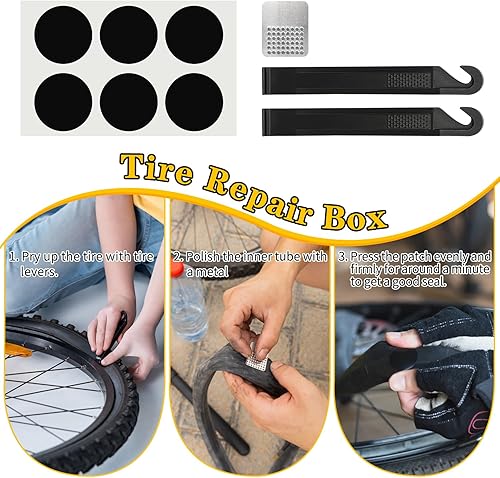 Miniatura 5 de Kit de reparación de bicicletas, bolsa de reparación de bicicletas con bomba de neumáticos, kit de herramientas de bicicleta para viajes de