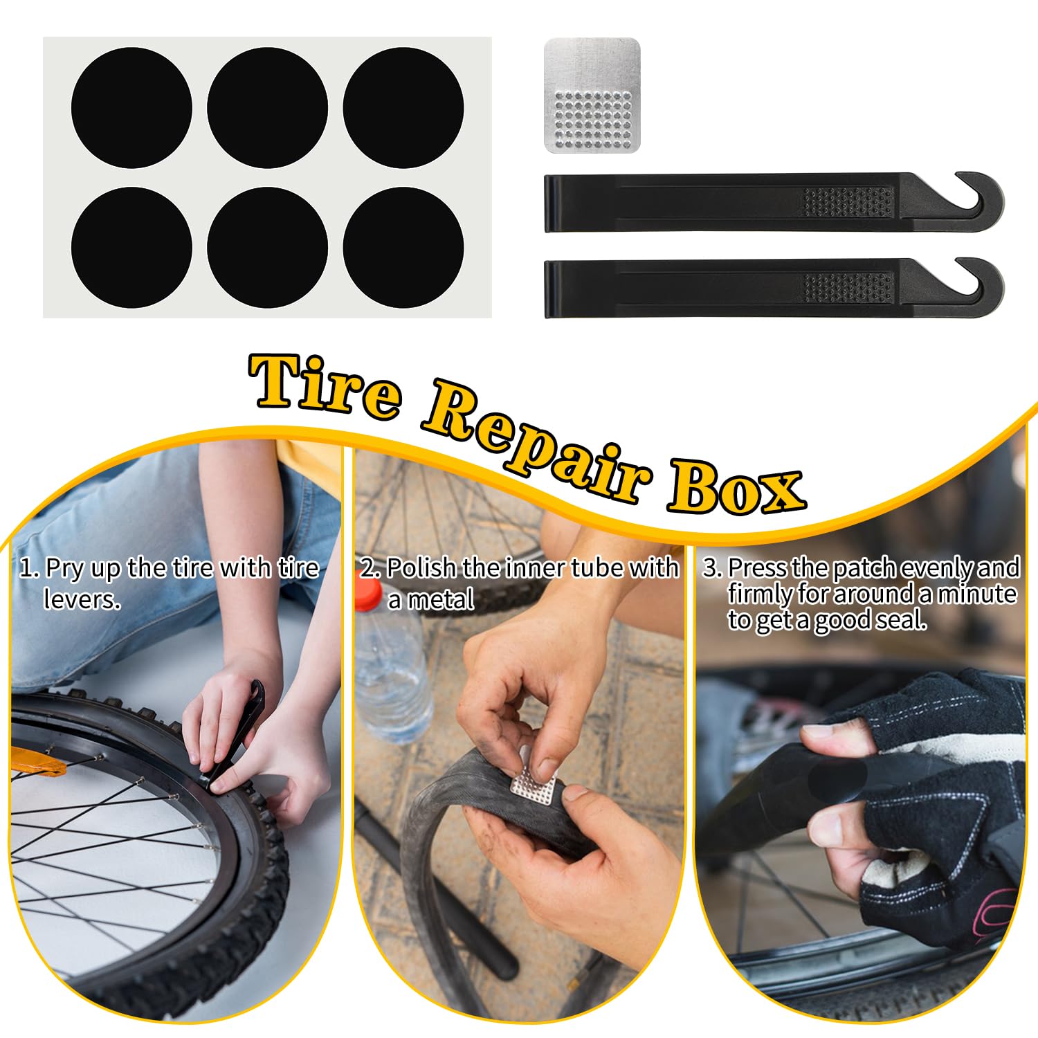 Bike Repair Kit, Bicycle Repair Bag with Tire Pump, Bike Tool Kit for Camping Travel, 16-in-1 Bike Multitool, Bicycle Tire Repair Kit, 4mm and 5mm Allen Wrenches, Used for Mountain Bike and Road Bike