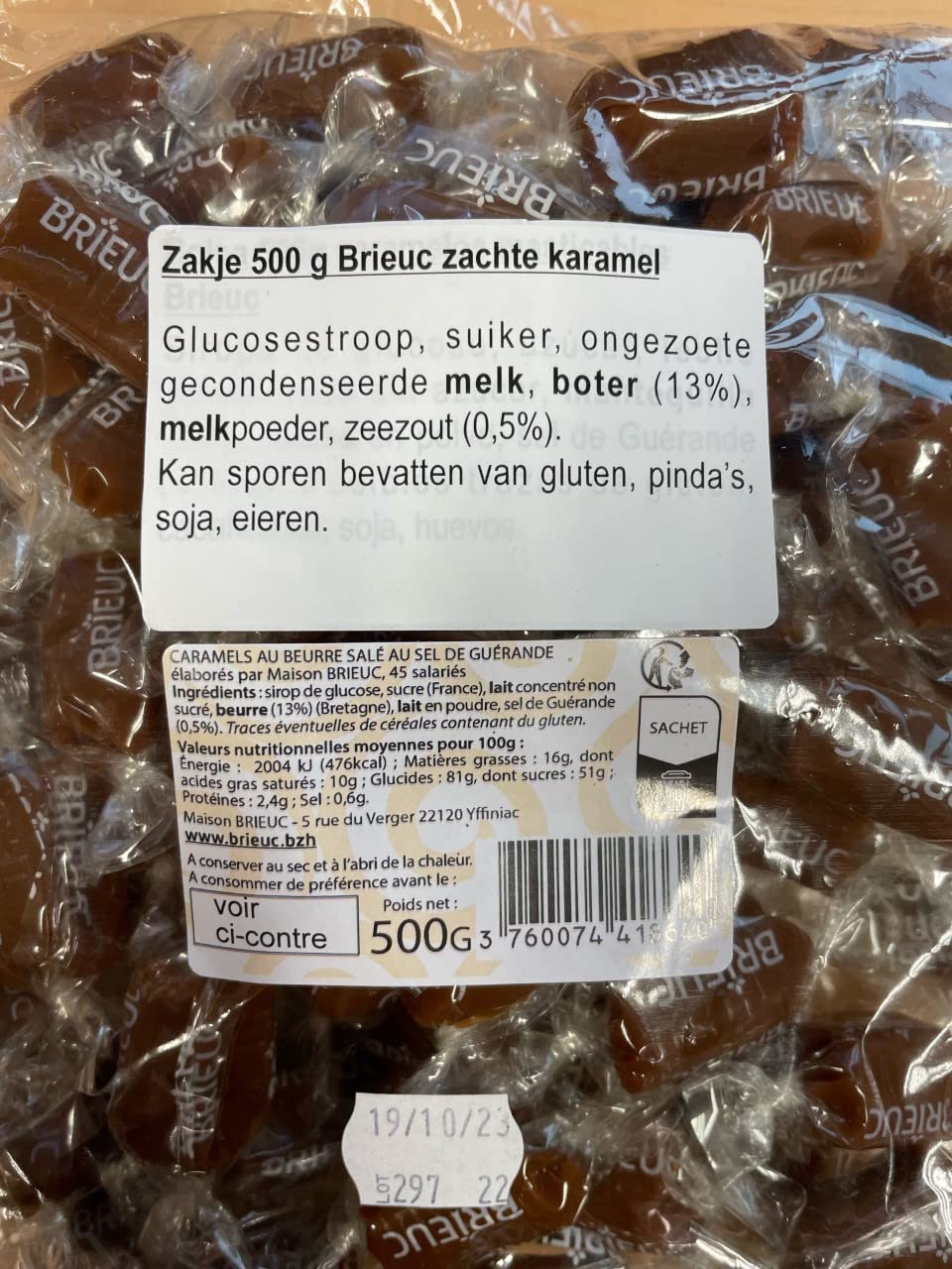 BRIEUC – 1KG de Bonbons Mous au Caramel au Beurre Salé (Sel de Guérande) - Gourmandise Bretonne 100% FRANÇAISE