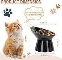 Vista 2 de Cuencos elevados desmontables para gatos, tazón elevado inclinado de 15° para gatos anti-vómito, amigable con los bigotes, platos ajustables
