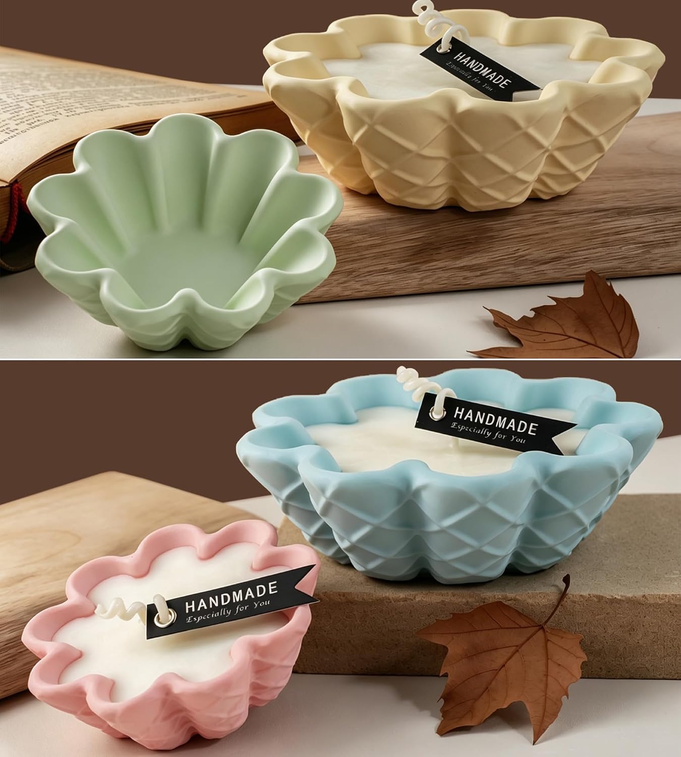 Wehous 2PCS Floral Bowl Resin Molds, Unique Flower Tray Storage Silicone Molds for Epoxy Casting, Unique Candle Holder Jewelry Holder Trinket Container Resin Concrete Mold DIY Art Craft Home Decor