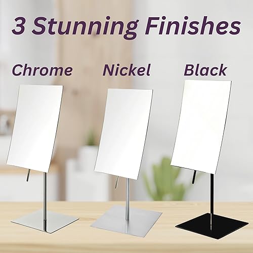 Miniatura 6 de JERDON Espejo rectangular de maquillaje de mesa, aumento 3X con acabado de níquel, espejo de tocador de 5 x 8 pulgadas, ajuste de pivote, modelo