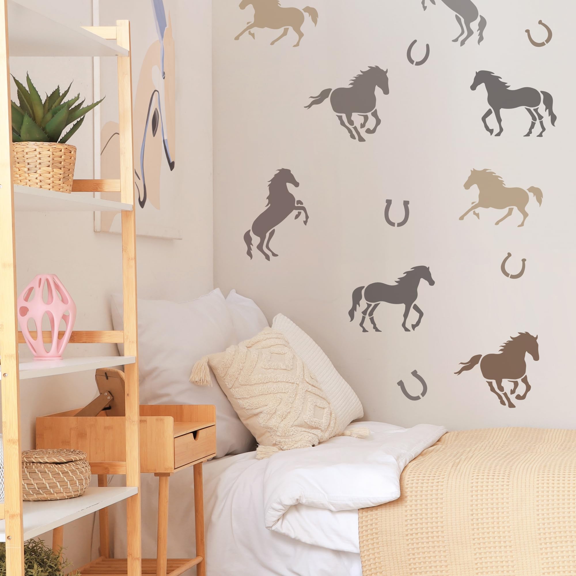 NAKLEO Large Wall Painting Stencil 43x64 cm, Horses Animal Pattern, Reusable Plastic Template, DIY Art and Craft Home Decor - Image 2