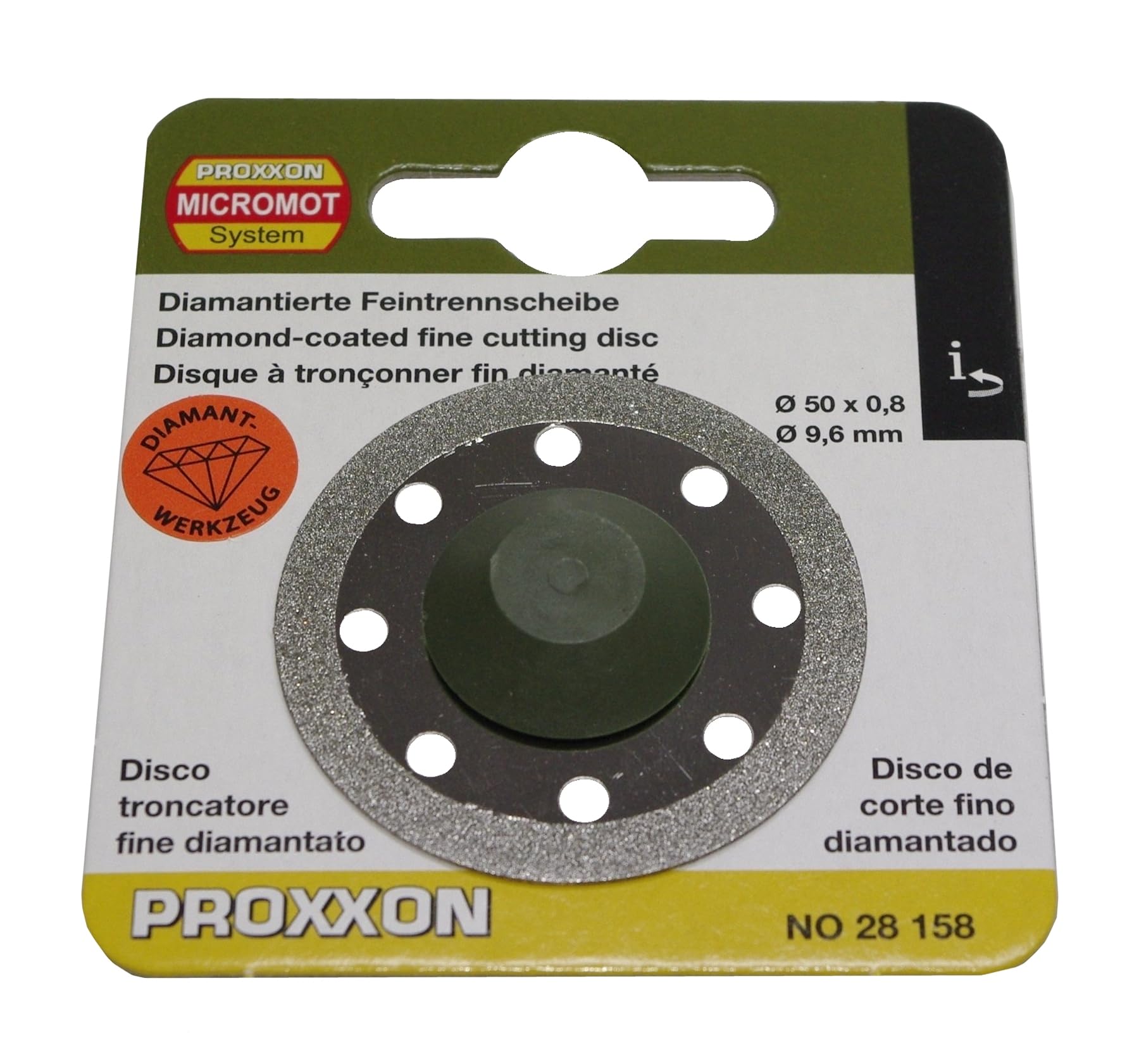 Proxxon 28158 Disco de corte fino diamantado, diámetro 50 x 0,8 x 9,6 mm, para amoladora angular de cuello largo LHW y LHW/A
