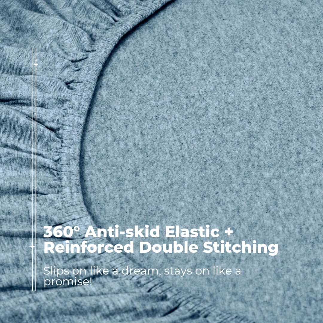 Queen Blue Cotton Jersey Sheet Set with Deep Pockets