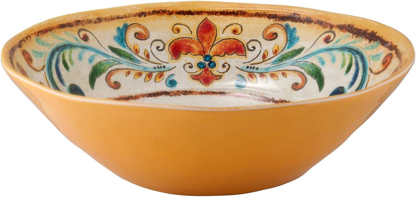 UPware 16 Piece Tuscany Melamine Dinnerware Sets, Outdoor Dishes Set, Plates and Bowls Sets, Service for 4, Multicolor