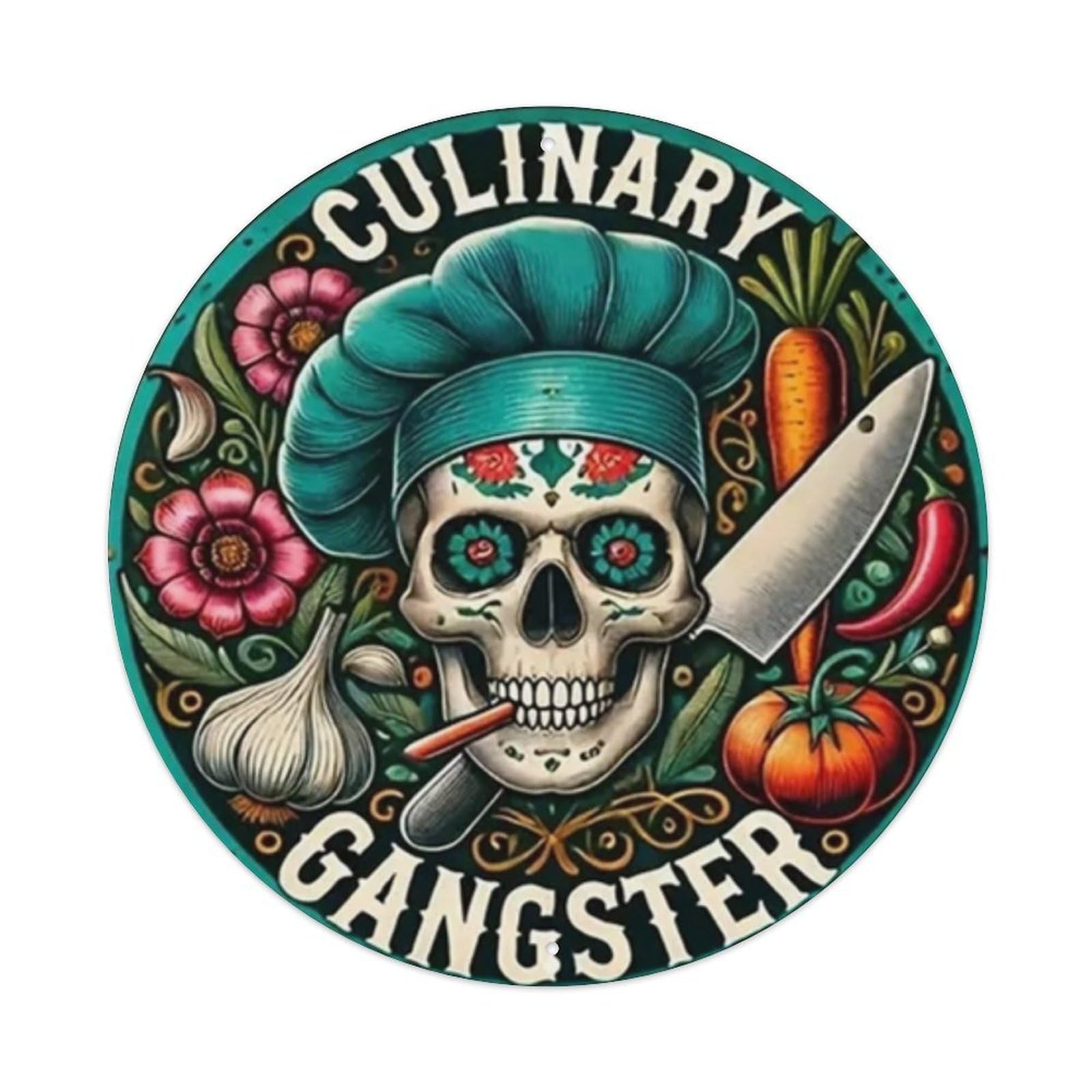Igtefte Vintage Culinary Gangster Tin Sign Style Home Bar Garden Wall Plaque Decor Metal Poster 8X8 Inch