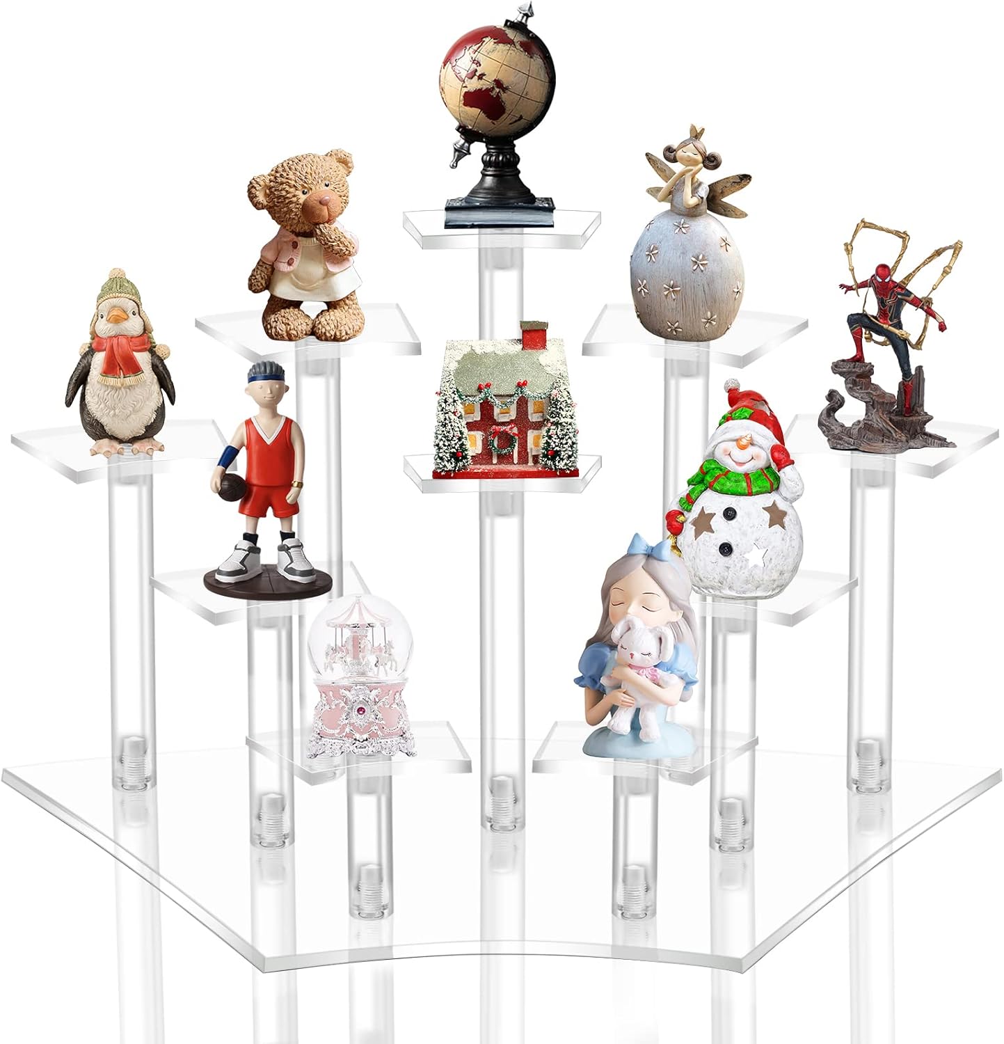 Acrylic Riser Display Shelf, 10Tier Layered Display Stand