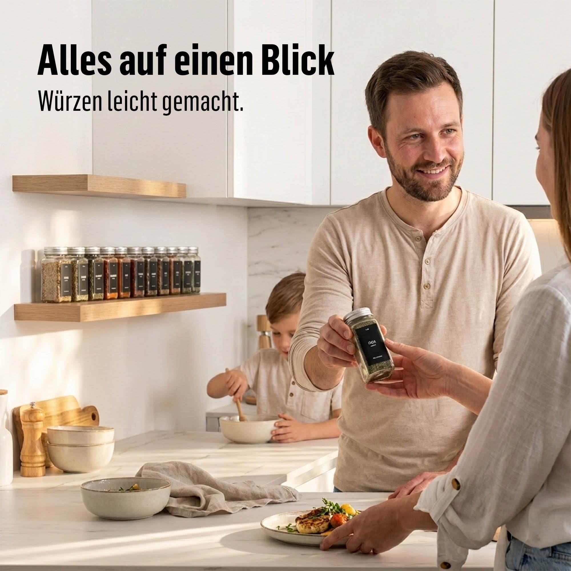 Deco haus® Gewürzgläser eckig mit Schraubkappe 12er Set [+Etiketten & Streueinsatz] - Gewürzdosen Set Glas - Gewürzbehälter Spice Jars - Gewürze Aufbewahrung - Behälter für Gewürze Gewürzaufbewahrung