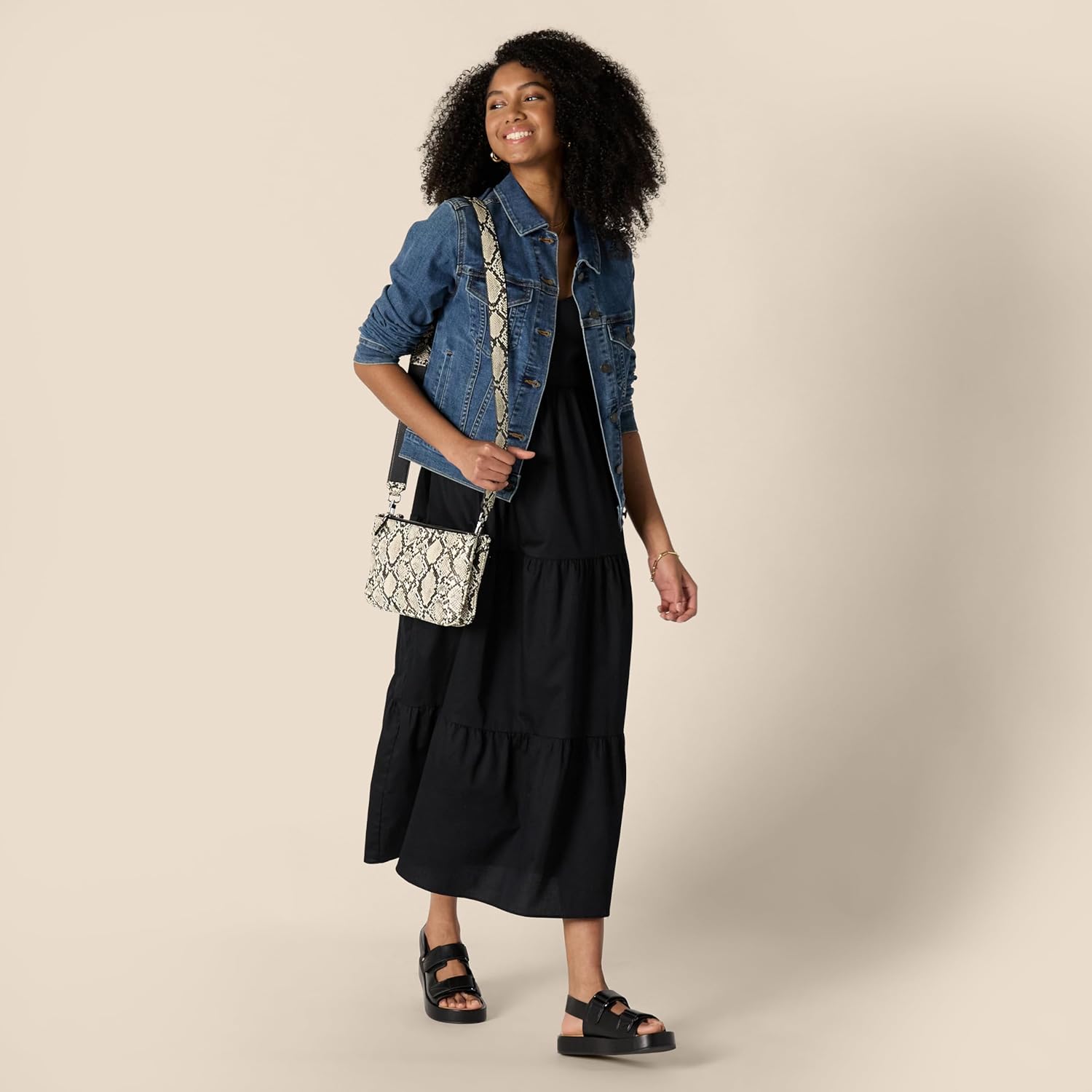 Amazon Essentials Women's Fit and Flare Empire Waisted Cotton Sateen Tiered Maxi Dress - Image 4