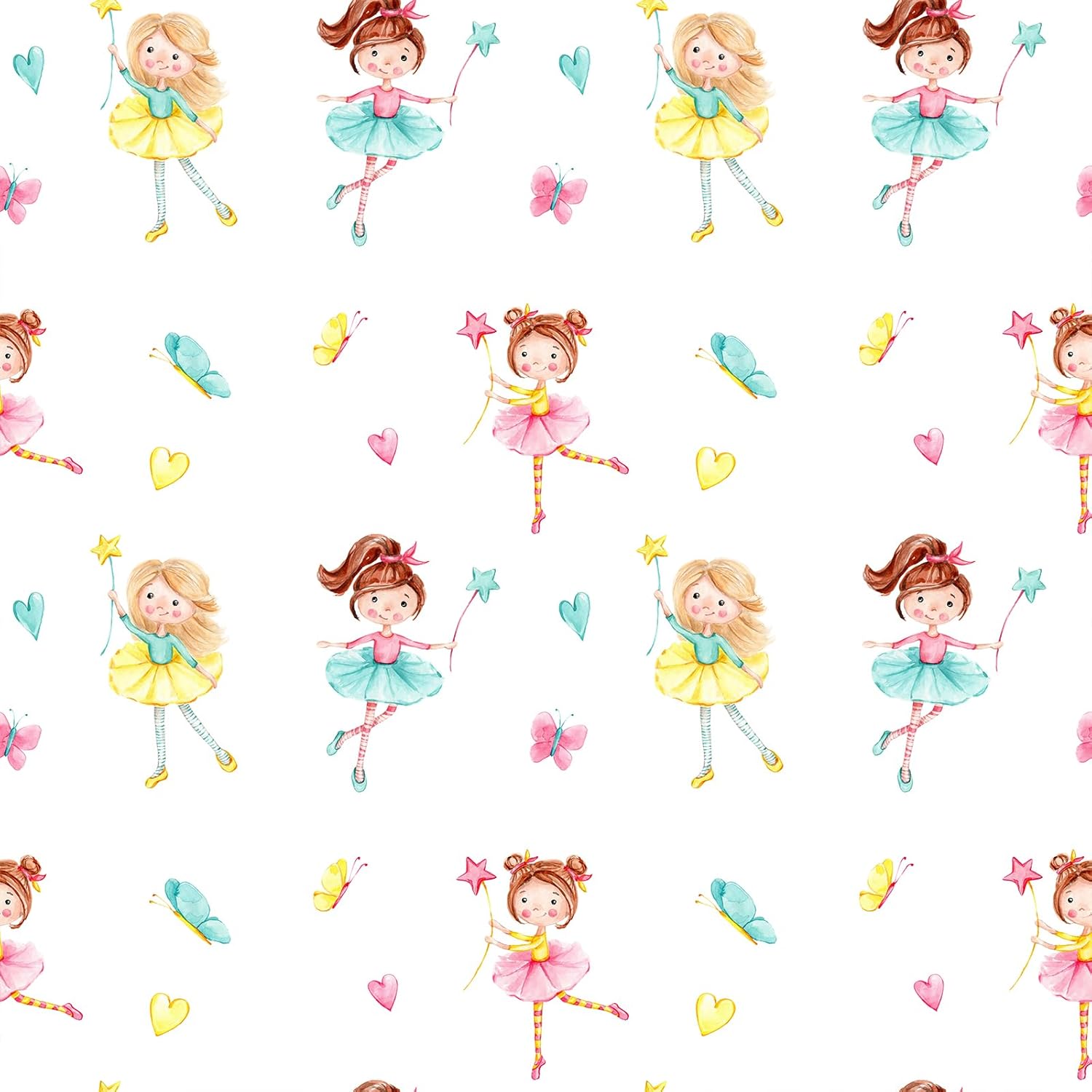 Dancing Girl Wallpaper for Nursery Bedroom Peel and Stick Cute Childish Fairy Wallpaper for Girls Room Doll House Colorful Butterfly Fairytale Contact Paper for Cabinet Shelf Liner 12"x118"