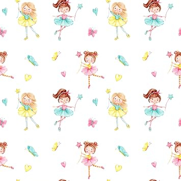 Fairy Wallpaper for Girls Bedroom Nursery Peel and Stick Cute Childish Little Girl Wallpaper Removable Self Adhesive Decorative Vinyl Contact Paper for Cabinet Shelf Liner 12"x118"