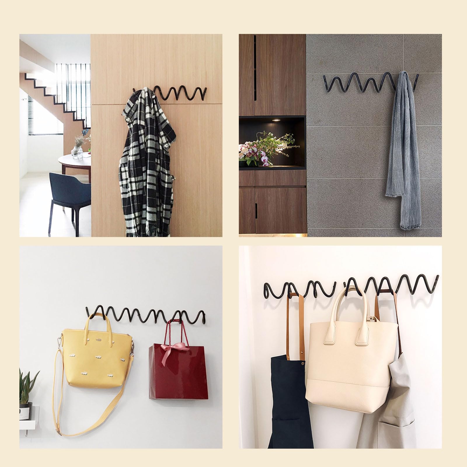 Moderne minimalistische Wandgarderobe,Garderobenleiste aus Metall,Moderne Garderobenleiste,Kleiderhaken Wand,Metallrahmen,Platzsparende， Für Jacken,Mäntel,Schals,Handtaschen und Mehr