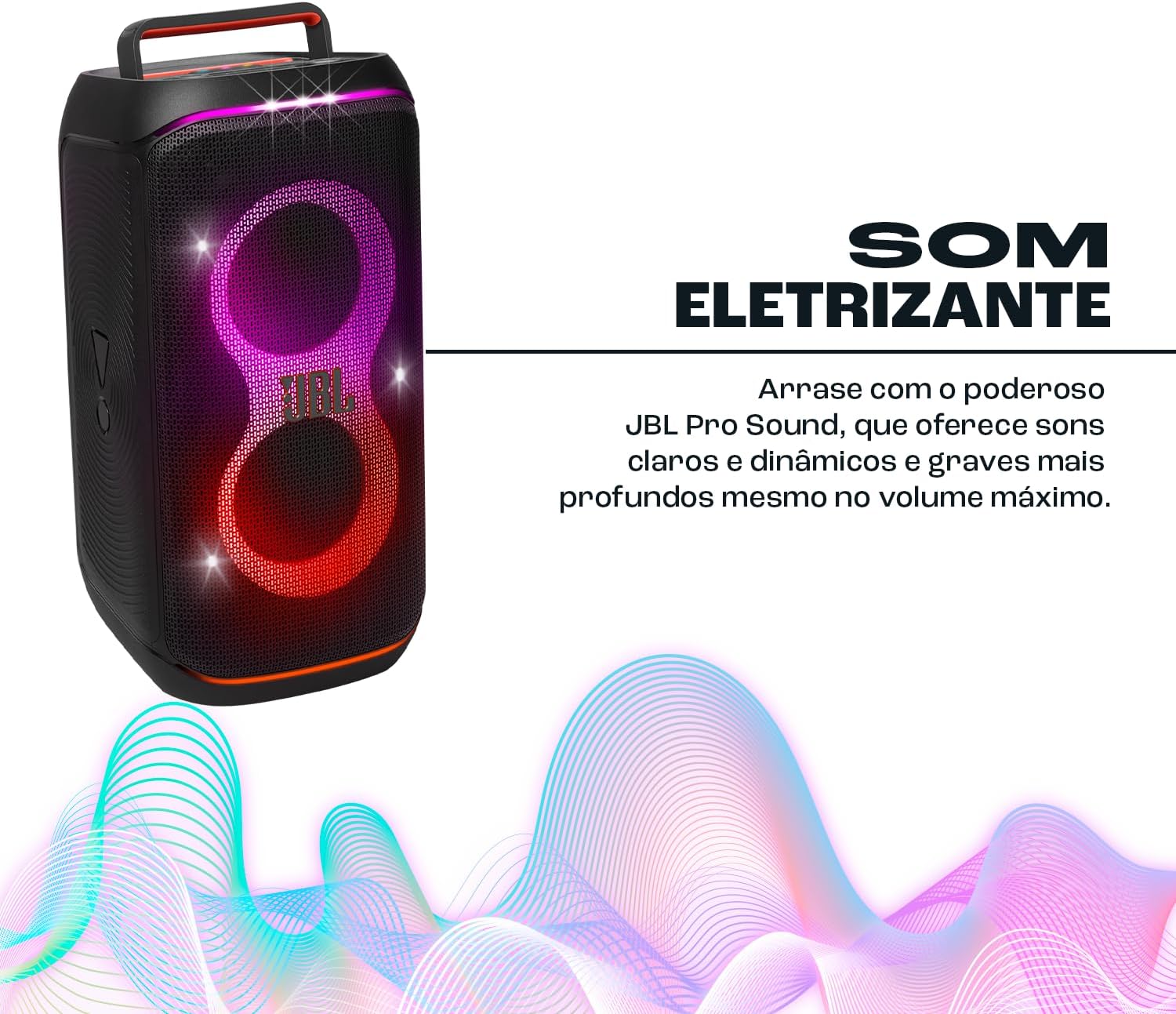 JBL, Caixa de Som, PartyBox Club 120, Bluetooth, Show de Luzes, À Prova de Respingos, Som JBL Pro Sound, 160W RMS - Preta