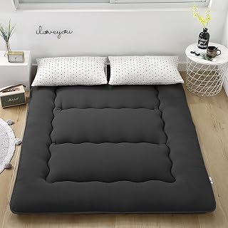 Colchón grueso japonés tamaño Queen, suave, plegable, enrollable, para niños y adultos, futón portátil, para dormitorios, color negro (180 x 200 cm)