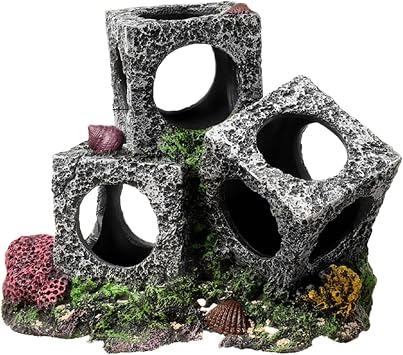 Aquarium Hideaway Rock Cave for Aquatic Pets to Breed, Play and Rest, Decor Stone for Betta,3