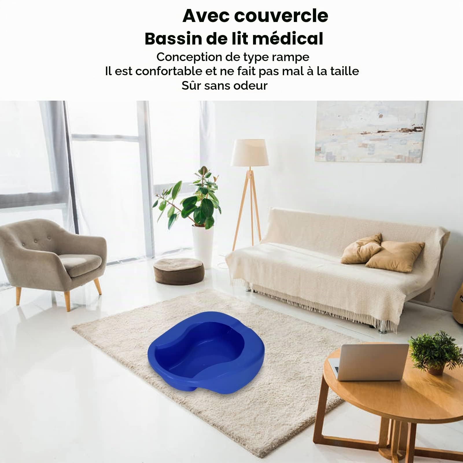 Bassin de Lit de Soins Infirmiers, Urinoir Robuste, Bassin de Lit Chausson avec Couvercle pour Adultes Âgés Alités