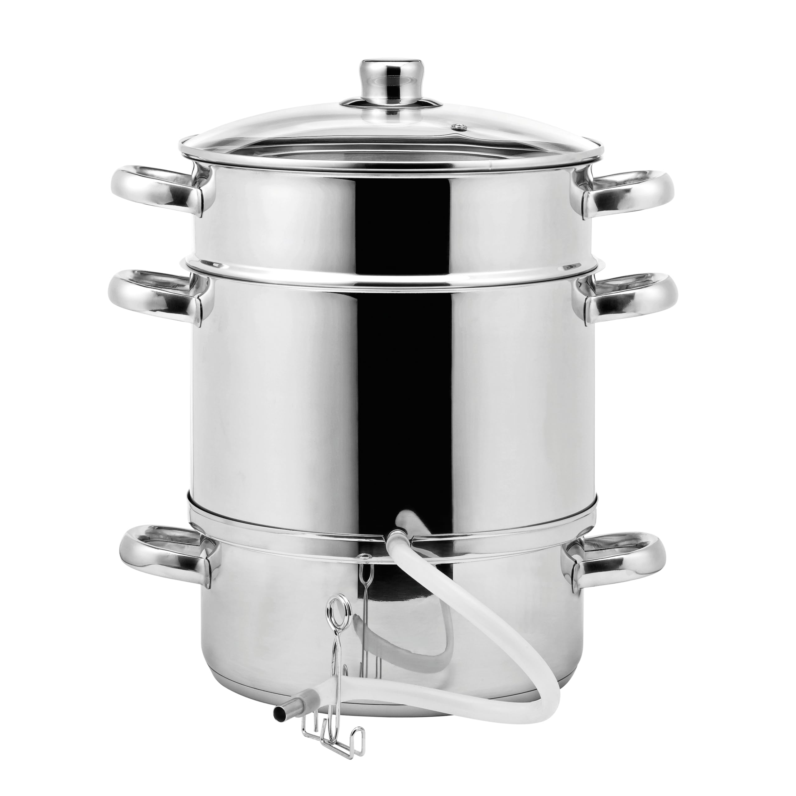 Entsafter Dampfentsafter 8L, Edelstahl 3-teilig, für alle Herdarten inkl. Induktion Ø 26cm spülmaschinengeeignet Induktionsdampfentsafter Topf Entsafter für Beeren, Obst und Gemüse