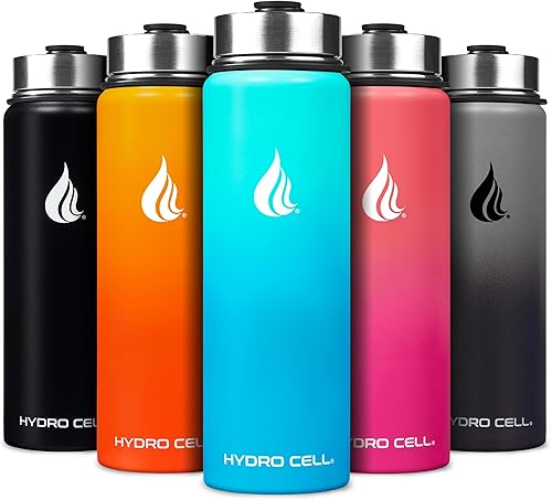 Miniatura 140 de HYDRO CELL Botella de agua aislada de acero inoxidable con pajilla, para bebidas frías y calientes, frasco de vacío de metal con tapa de rosca y
