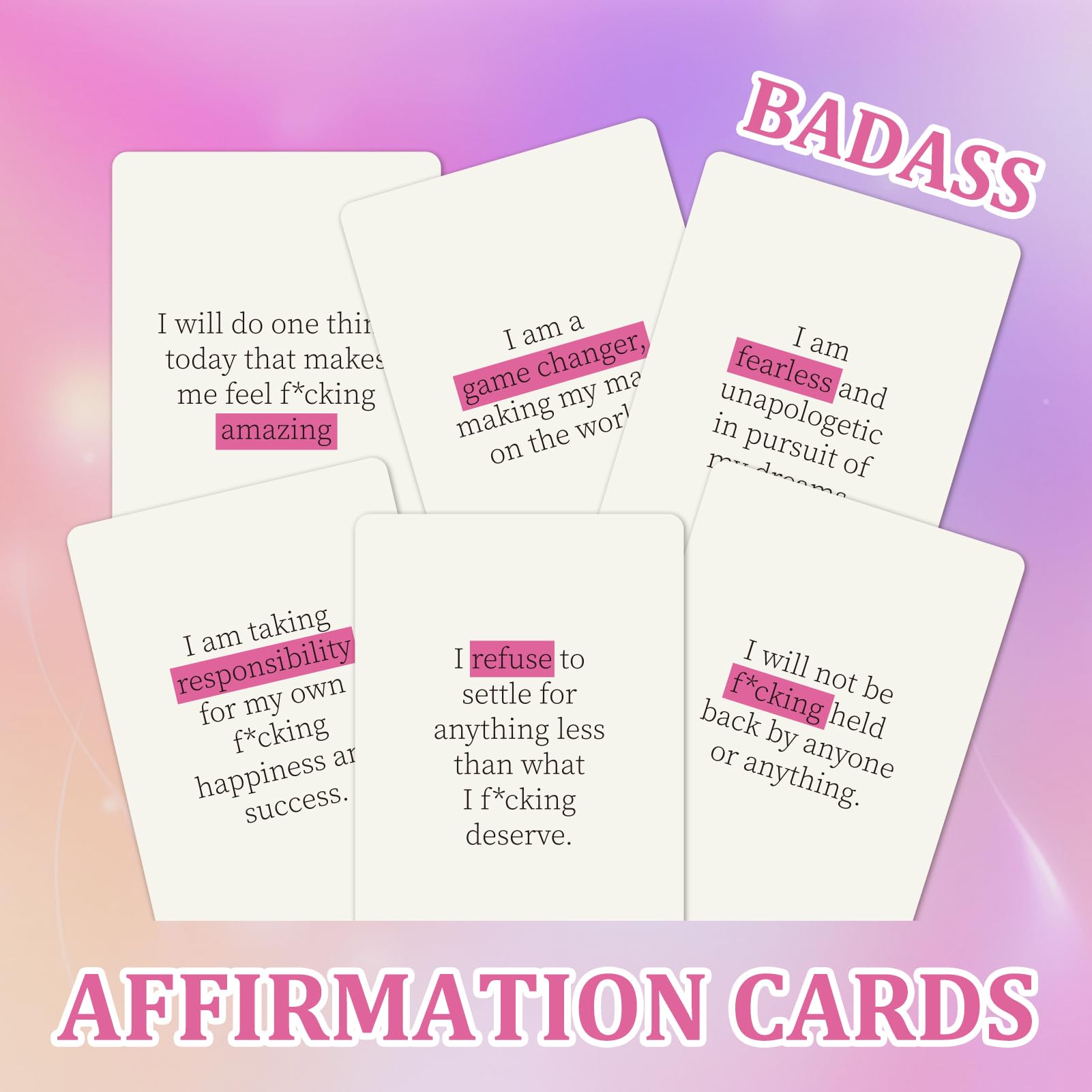 LuoMeng Badass Affirmation Cards - Daily Motivational And Inspirational Cards For Women New