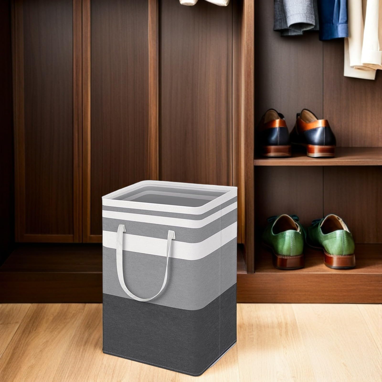 TOYANDONA Set da 3 Sacchetti da Viaggio per Biancheria Oxford, Pieghevoli con Manici, Grande Capacità, Design a Righe Moderne, per Dormitori e Viaggi